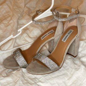 STEVE MADDEN Kalina Embellished Suede Ankle-Strap Sandals - Size 8.5